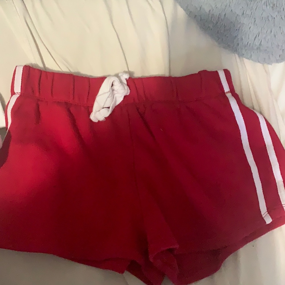 Red shorts with white striped
